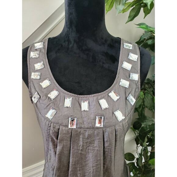 Forever Women's Solid Gray Polyester Sleeveless Scoop Neck Knee Length Dress L - Picture 5 of 11